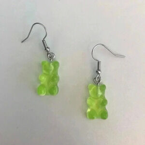 Green Gummy Bear Resin Earrings NWT